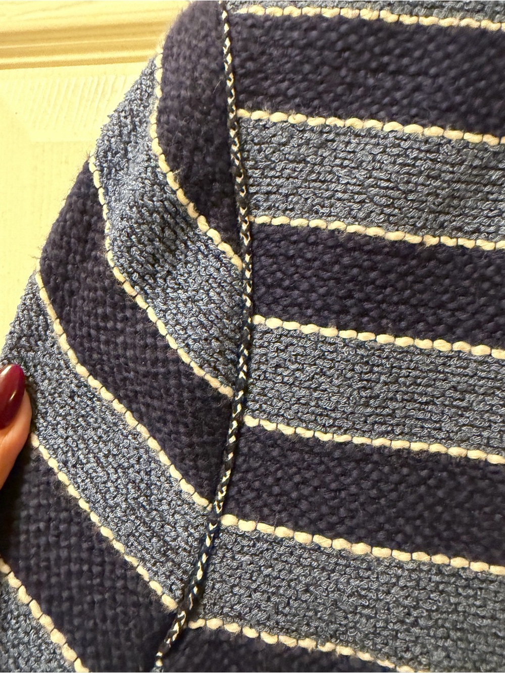 LOFT Womens Size 8 NWT Blue Striped Textured Boucle Zip Front Jacket Blazer - Picture 5 of 10